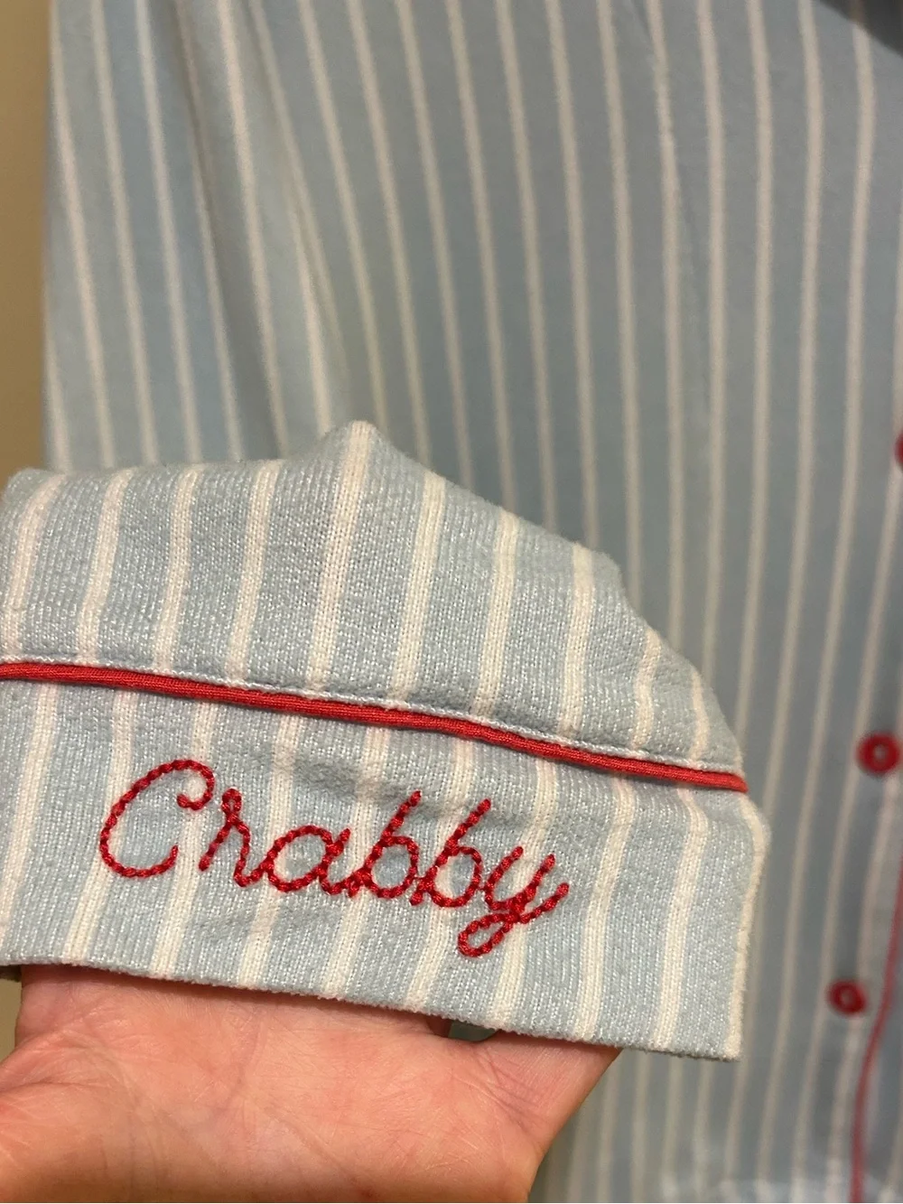 PJ Salvage ‘Crabby’ Pajamas with Sleeve Detail and Red Drawstring EUC Size Large